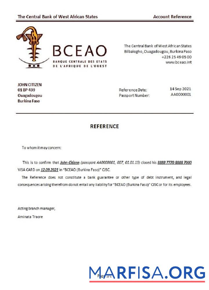 Downloadable Burkina Faso The Central Bank of West African States closure reference real example